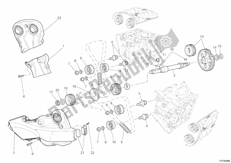 All parts for the Timing Belt of the Ducati Multistrada 1200 ABS USA 2012